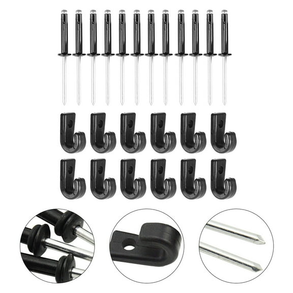 KONTONTY  Lashing Hook for Paddle Board J Hooks with Rivet Duty Black