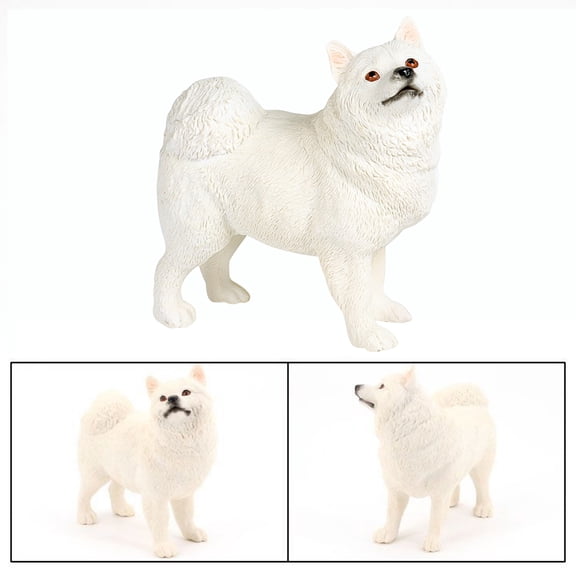 KONTONTY Lifelike White Dog Figurine Plastic Model Samoyed Design for Home Decorative Use