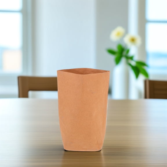 KONTONTY Waterproof Kraft Paper Planter Pot Light Brown for Indoor and Outdoor Plants