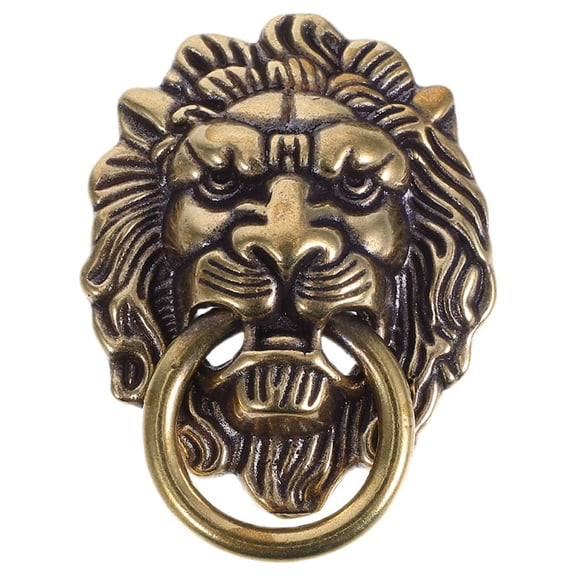KONTONTY Vintage Lion Head Door Knocker Coffee Brass Cabinet Pull Handle