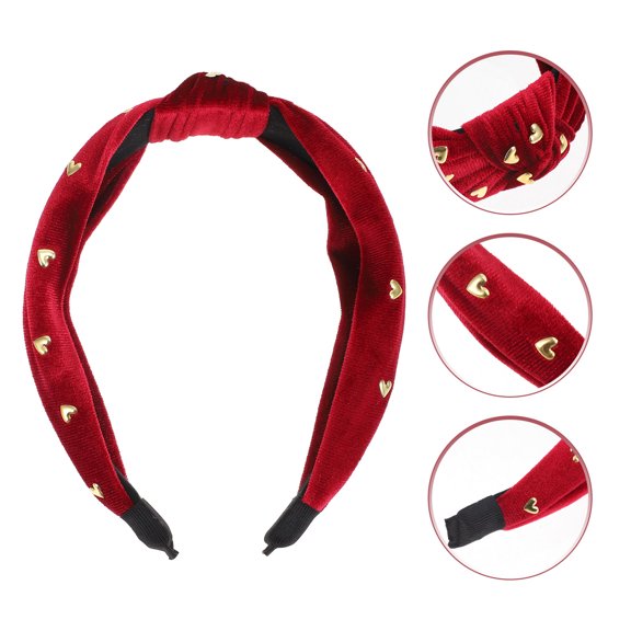 KONTONTY Lovely Red Velvet Knot Hairband Creative Hot Drilling Headdress for Holiday Party and Stage Performance