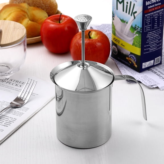 KONTONTY Manual Milk Frother 304 Stainless Steel Milk Pitcher Home Use Coffee Shop 1Set