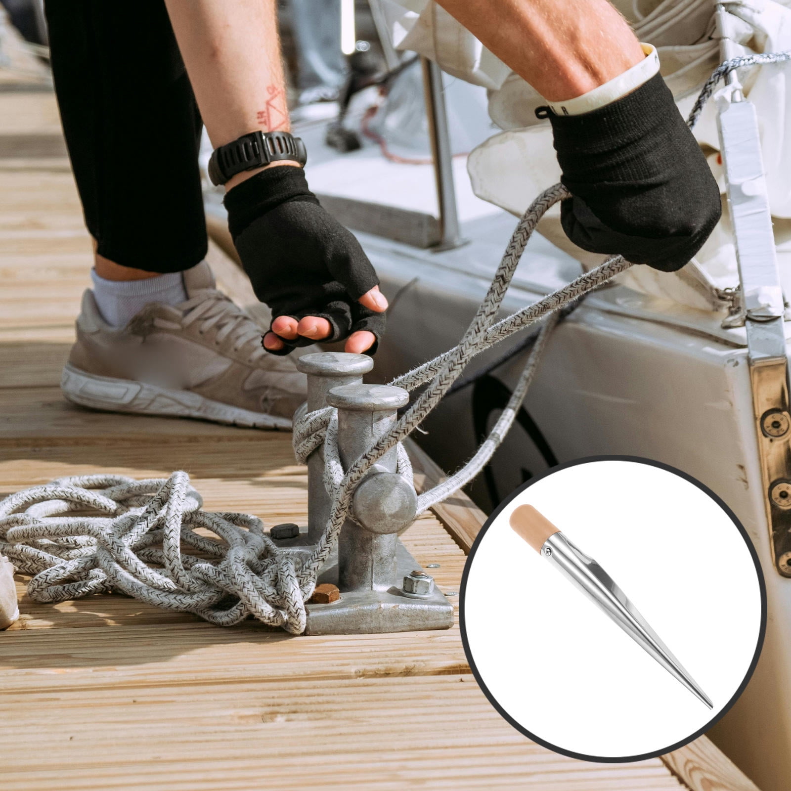 Marine Spleißnadel Edelstahl - Mit Holzgriff Für Tauwerk Bis 1 Zoll Durchmesser