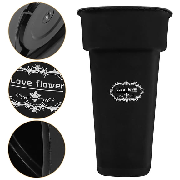 KONTONTY Modern Black Flower Bucket Planter with Wear-Resistant Design for Indoor and Outdoor Use