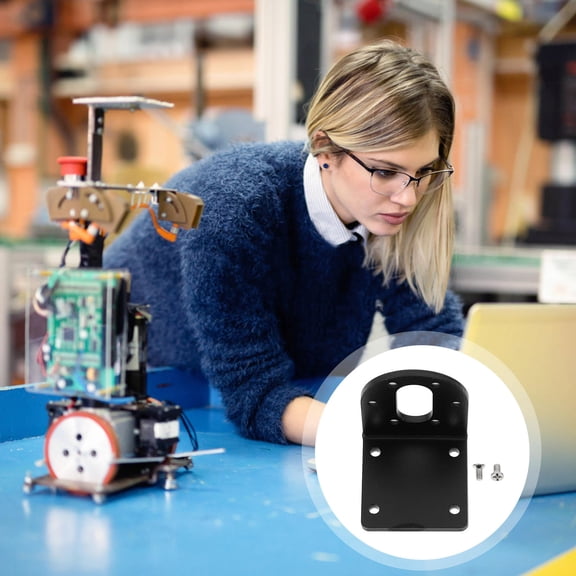 KONTONTY Black Aluminum Motor Holder Bracket for Robotics Applications, 1 Piece Support