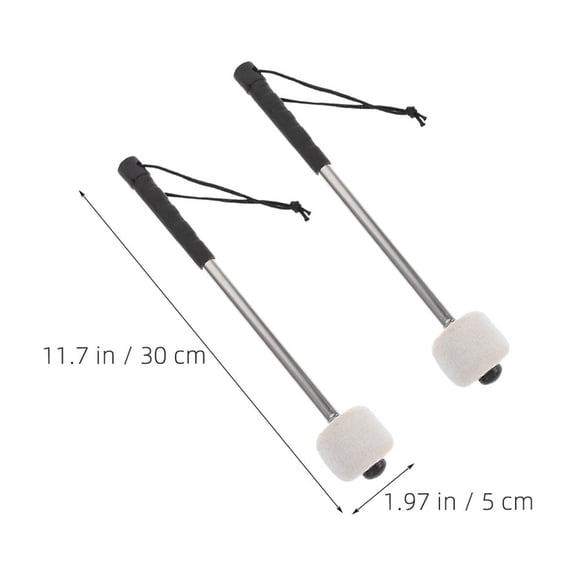 KONTONTY 2Pcs Professional Bass Drum Mallets with Wool Felt and Steel Handles