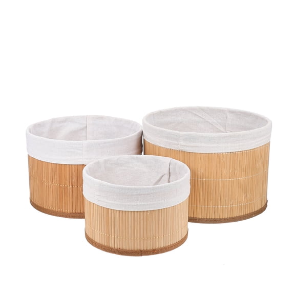 KONTONTY 3Pcs Multi-Function Woven Bamboo Desk Organizer Storage Basket for Office Home Table Accessories