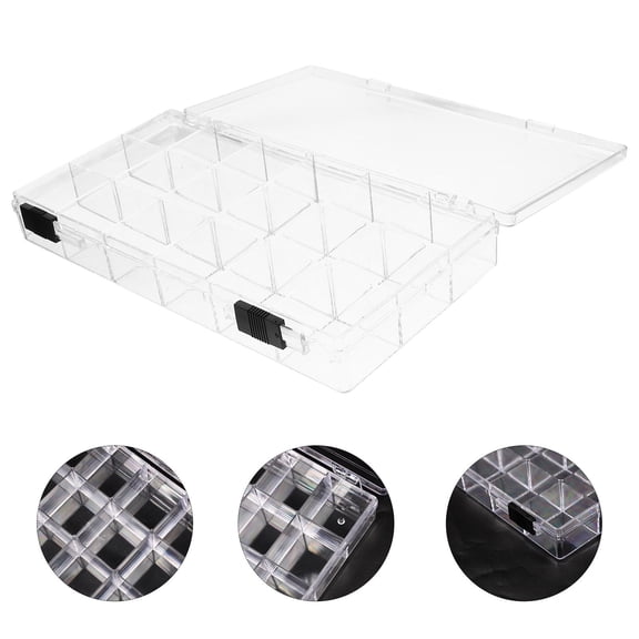 KONTONTY Plastic 18 Compartment Organizer Box Transparent Storage Container for Desktop Accessories