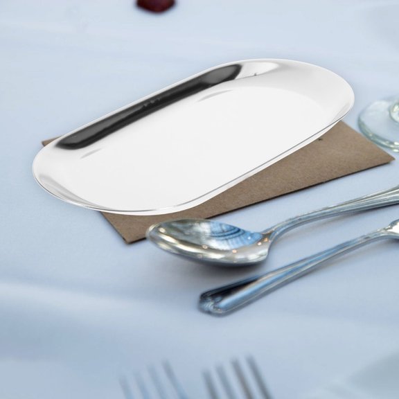 KONTONTY Multipurpose Stainless Steel Tip Tray Rectangular Serving Plate for Restaurant and Home