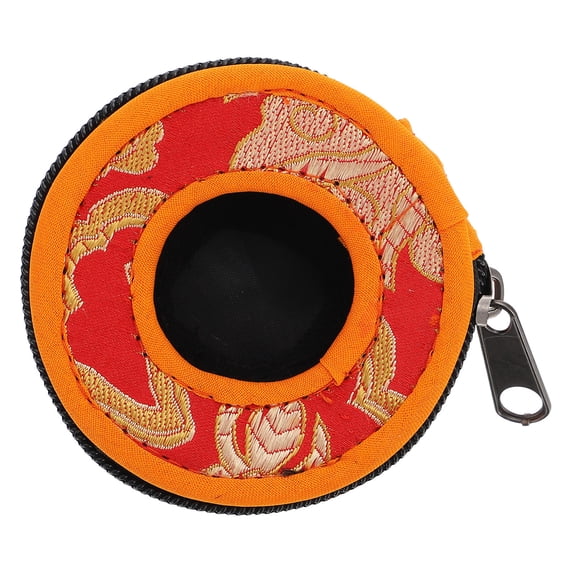 KONTONTY Red Embroidered Bell Box Handmade Nepal Style Storage Bag for Meditation and Singing Bowls