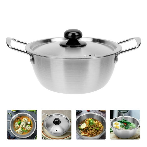 KONTONTY Stainless Steel Noodle Pot for Fast Heating Ramen Cooking, Kitchen Cookware, 1 Set
