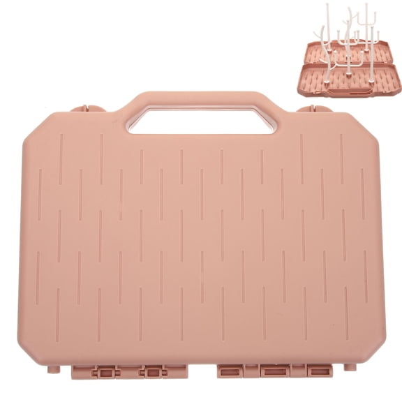 KONTONTY Nursing Bottle Drying Box Baby Bottle Drying Stands Pink Set