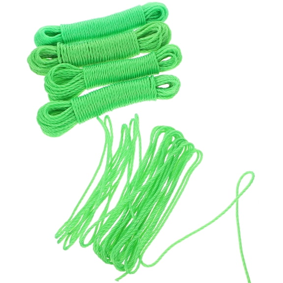 KONTONTY Nylon Clothesline Rope, Sturdy and Windproof, Non-Slip Design, Green, for Clothes Drying, 5Pcs