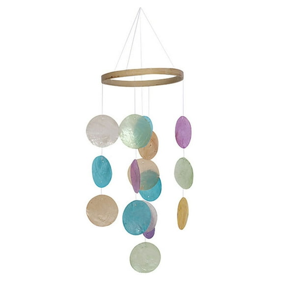 KONTONTY Seashell Wind Chime with Bamboo Ring Natural Hand Polished for Indoor Outdoor Decoration