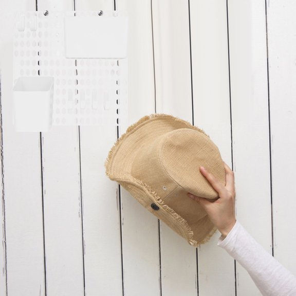 KONTONTY Pegboard Storage Rack White Plastic with DIY Combinations and Smooth Edges