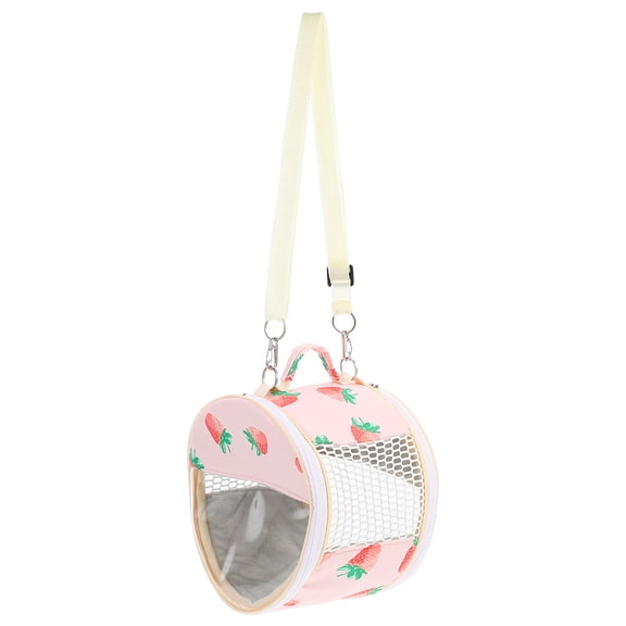 KONTONTY Pet Travel Bag Pink Canvas Fluffy Pp Cotton Guinea Pig Rat Hamster Hedgehog Park Walks 1Pcs