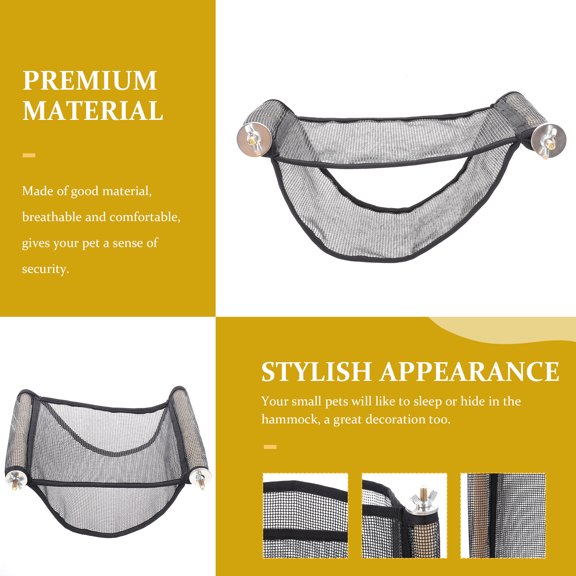 KONTONTY Pet Owners Sugar Glider House Black Wood Sleeping Hammock 1Pcs