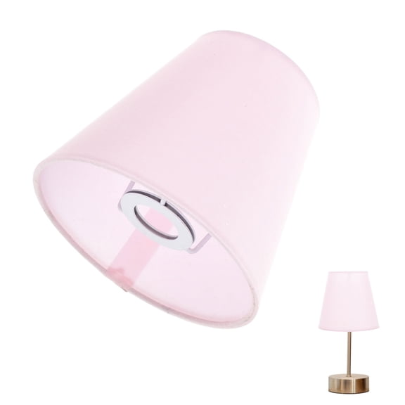 KONTONTY Pink Fabric Drum Lamp Shade Elegant Table Light Cover for Bedroom and Office Lighting