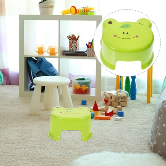 KONTONTY 2pcs Plastic Anti-Skid Step Stools for Kids, Cartoon Design Bathroom and Living Room Foot Stool