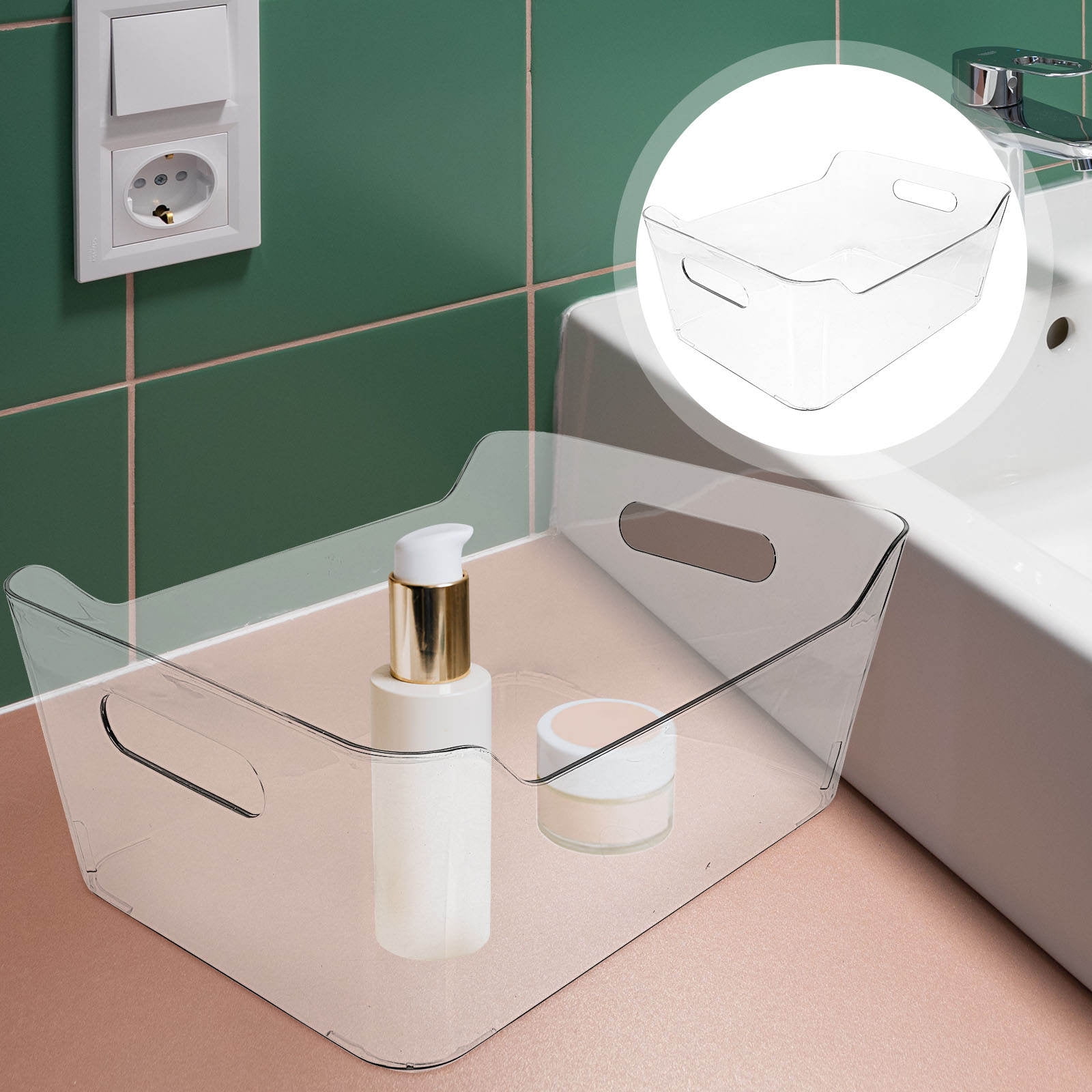 KONTONTY Plastic Storage Containers Transparent 1Pcs for Bathroom ...