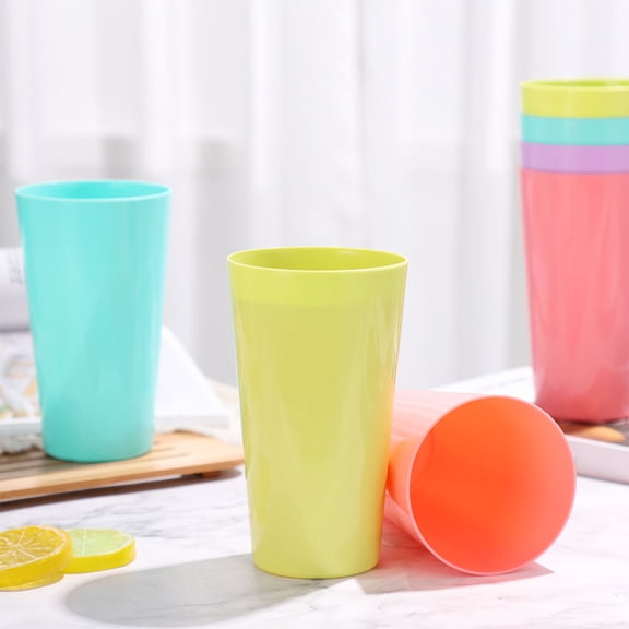 KONTONTY Assorted Color Plastic Water Cups Reusable Drinking Tumblers with Ergonomic Design