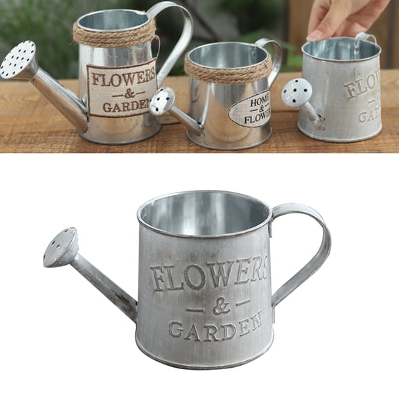 KONTONTY Plated Silver Iron Metal Jug Rustic Style Decorative Pitcher for Home and Wedding Accent