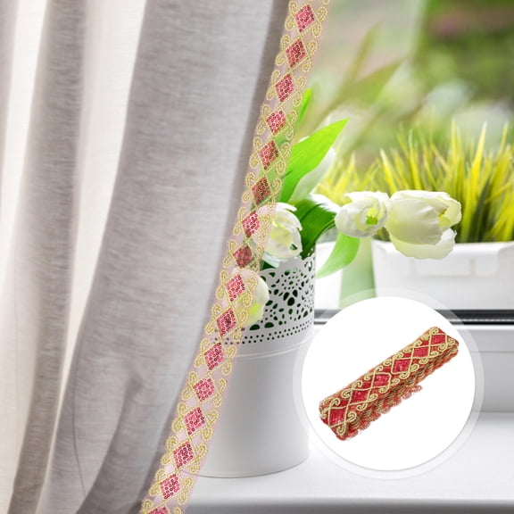 KONTONTY Red Lace Trim with Patterned Polyester Fabric for Clothing, Curtain Edging, and Craft Decoration