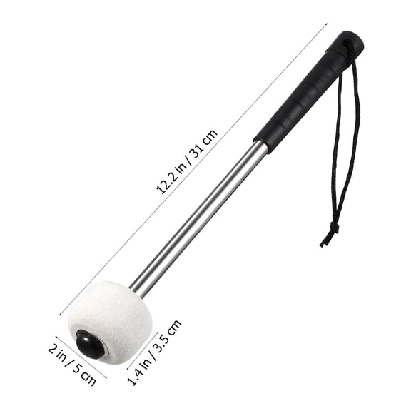 KONTONTY Stainless Steel Handle Felt Bass Drum Beater Drumstick for Percussion Music Instruments