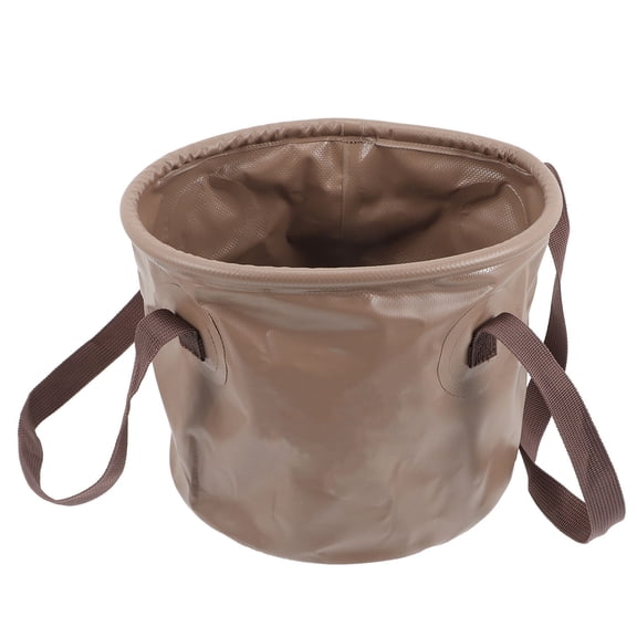 KONTONTY Durable Khaki PVC Folding Wash Basin with Handles for Storage
