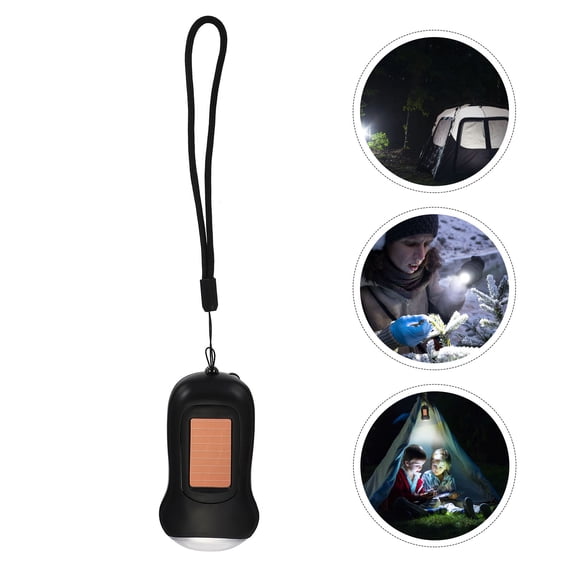 KONTONTY Survival Flashlight Portable Hand Crank LED Light with Strap Black