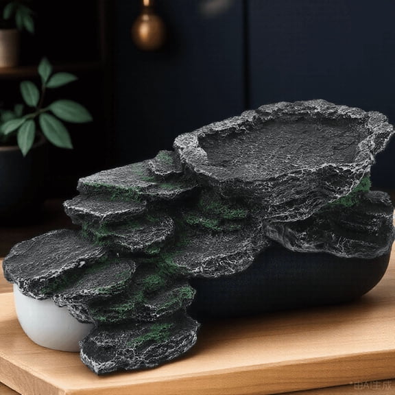 KONTONTY Brown Resin Reptile Tank Accessory Basking Platform Sunbathing and Hiding Spot 1 Piece