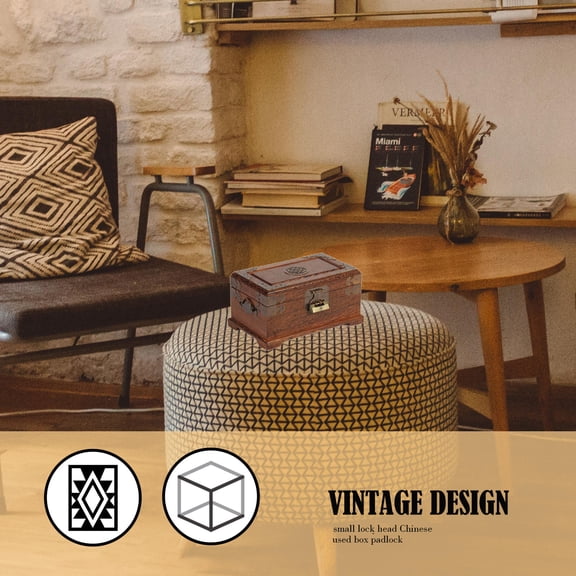 KONTONTY 5Sets Chinese Vintage Padlocks with Key Copper Decorative Padlock for Jewelry Box and Wooden Suitcase