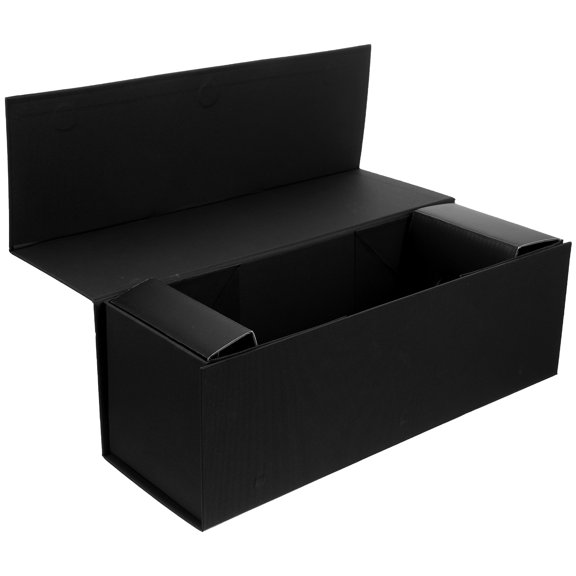 KONTONTY Reusable Black Paper Wine Box with Strong Bearing for Wine Bottle Storage and