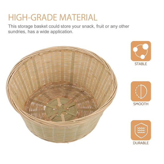 KONTONTY Bamboo Bread Basket for Serving and Storage Beige 1Pack