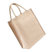 KONTONTY Waterproof Khaki Burlap Tote Bag for Storage and Grocery Use
