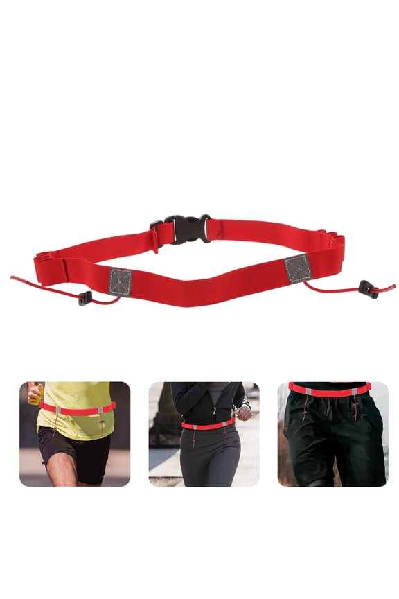 Red Race Bib Belt Running Sports Belt with Reflective Safety Feature