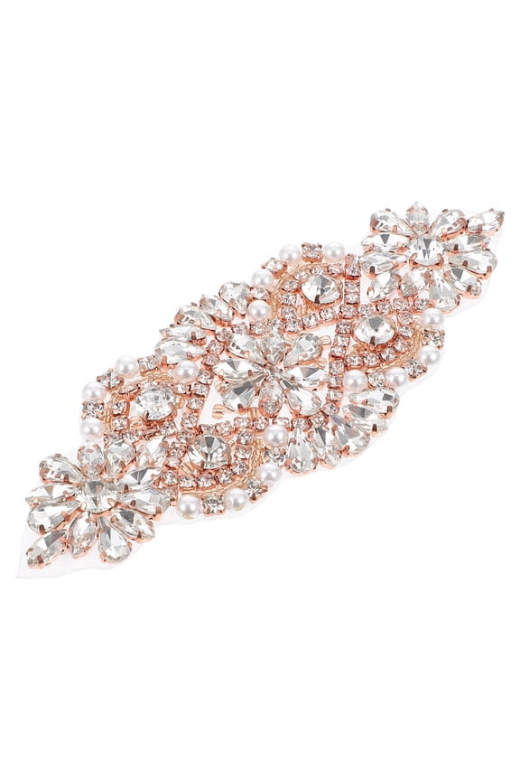 Rhinestones Bridal Sash Belt Rhinestone Applique Rose Gold DIY 1Set for Crafts