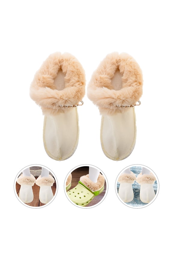 Round Hole Sock For Shoes Clogs Shoe Inserts Fuzzy White Warmth 1 Pair