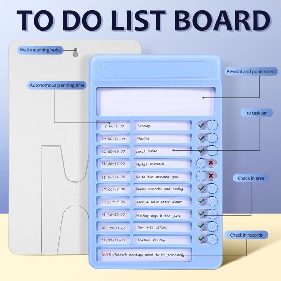 KONTONTY Routine Chart Plastic Task Management Board Blue Visual Schedule 1Pack