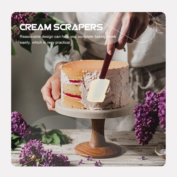 KONTONTY Silicone Kitchen Spatulas for Cooking 2Pcs White Heat Resistant Easy to Clean