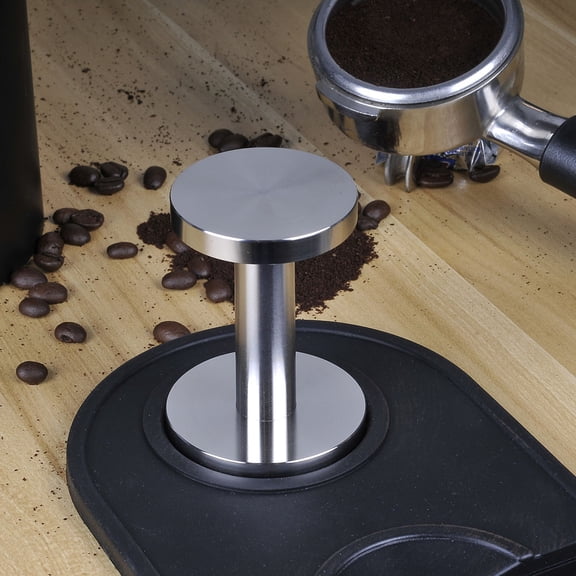 KONTONTY Stainless Steel Coffee Tamper with Ergonomic Handle, Flat Espresso Press Tool for Home and Use