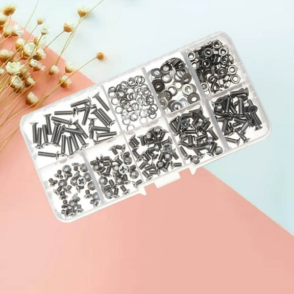 KONTONTY Silver Countersunk Head 300Pcs Bolt Nut Kit for Fastening and Repairing