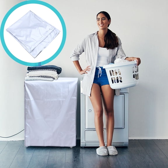 KONTONTY Waterproof Plated Silver Washing Machine Cover with Elastic Band Full Protector for Washer