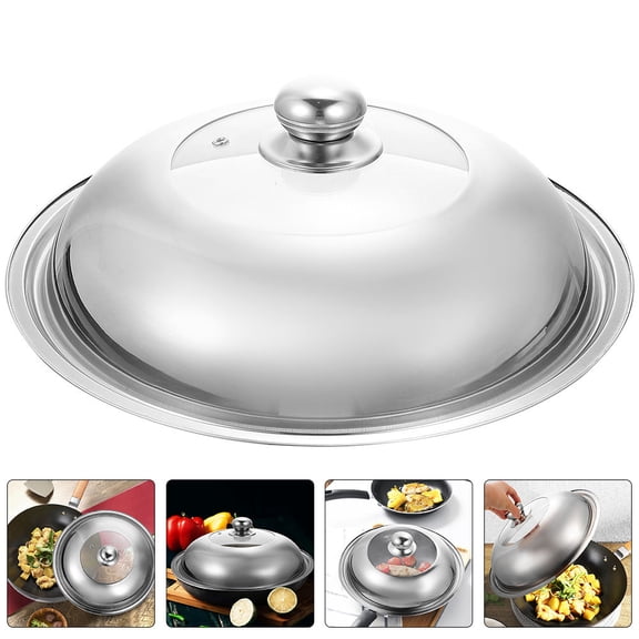 KONTONTY Metal Pan Lid with Knob, Universal Pot Cover Compatible with Stock Pots, , and Frying Pans