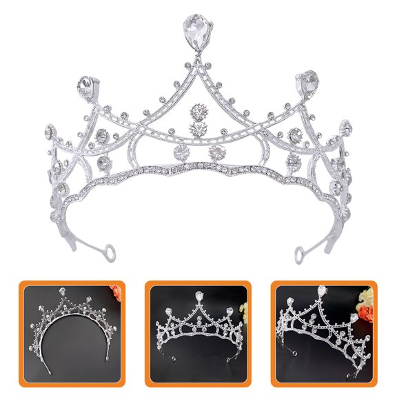 KONTONTY Bridal Tiaras and Crowns Rhinestone Crown Plated Silver Wedding Headpiece