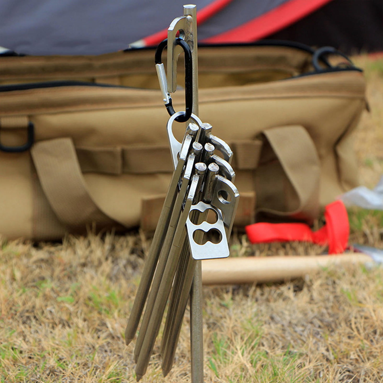 KONTONTY Camping Tent Peg Storage Rack Plated Silver Stainless Steel ...