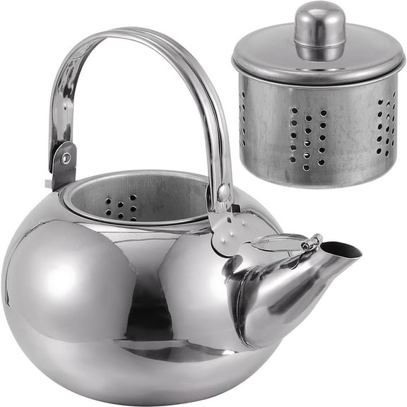 KONTONTY Small Teapot for Stovetop Stainless Steel Tea Brewing 1Pack