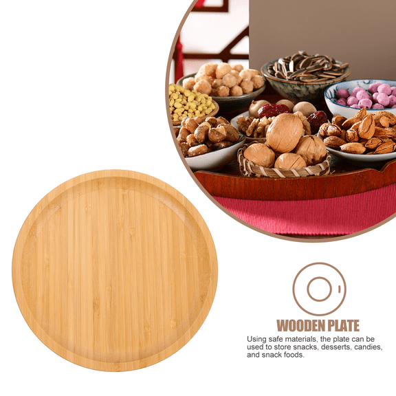KONTONTY Light Brown Bamboo Serving Tray for Home Fruit Candy Dessert with Elegant Decor Design