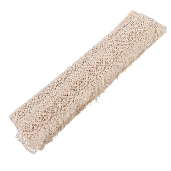 KONTONTY Soft Cotton Lace Trim with Elegant Tassel and Floral Border for Wedding Dress Decoration