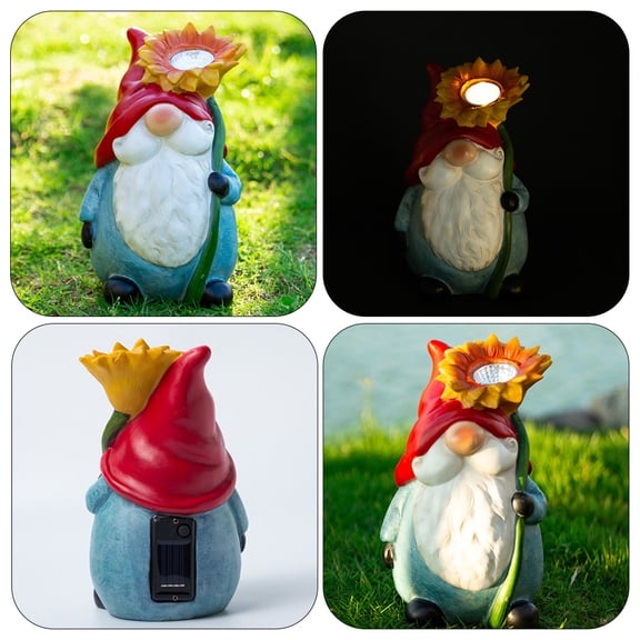 KONTONTY Solar Gnome Decor Multi-Color Resin Craft for Garden Ornaments